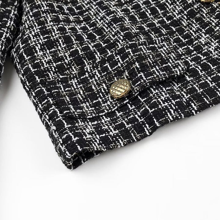 Damen Modische Bouclé-Jacke mit Knöpfen Drune
