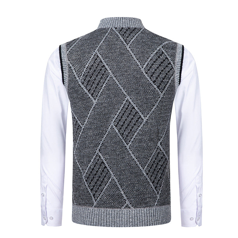 Herren nan elegante Strickweste mit Reißverschluss und Stehkragen Drune