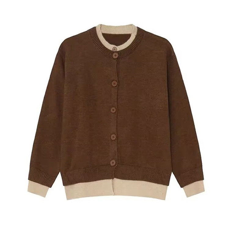 Herren Modische Strickjacke mit Knöpfen und kontrastierenden Ärmeln Drune