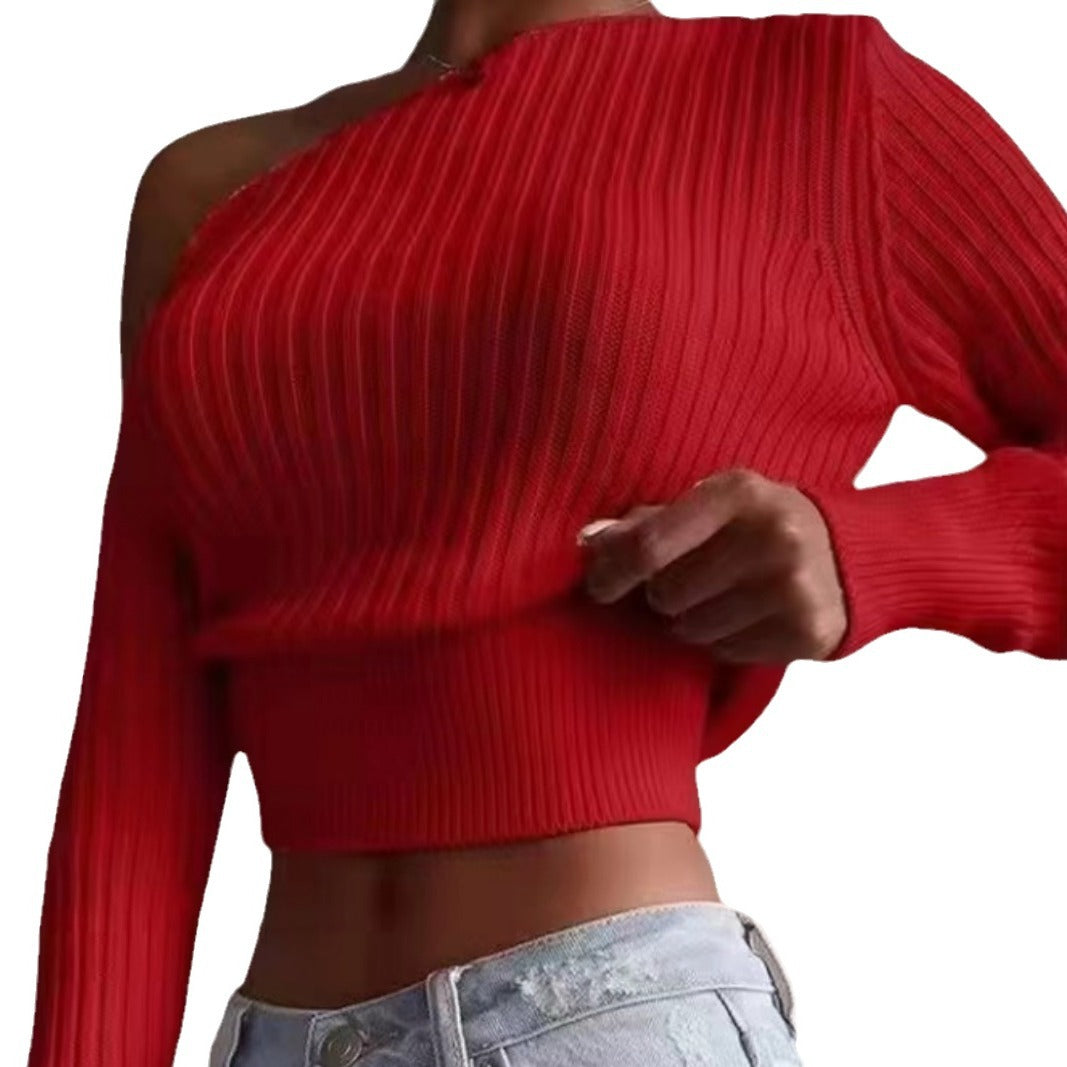 Damen Übergroßes Strickoberteil mit asymmetrischem Design und offenem Schulterbereich Drune