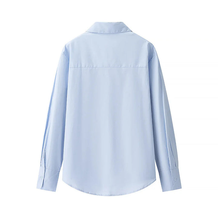 Damen nan Rüschen-Hemdbluse aus Baumwollmix, langärmlig und leicht oversized Drune
