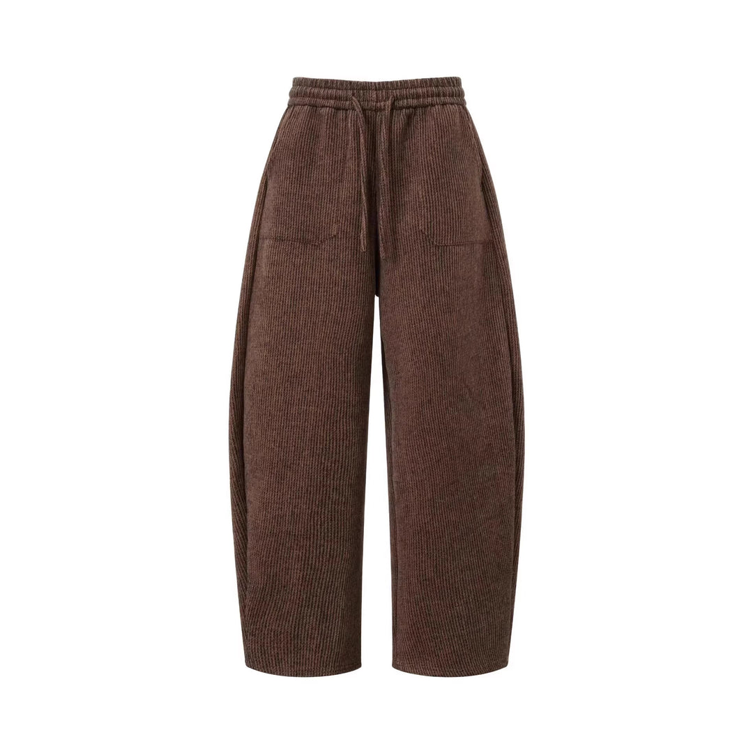 Damen Weitgeschnittene Cord-Hose mit elastischem Bund Drune