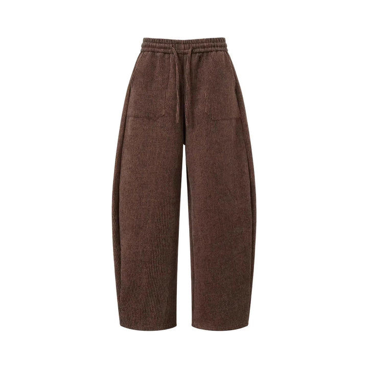 Damen Weitgeschnittene Cord-Hose mit elastischem Bund Drune
