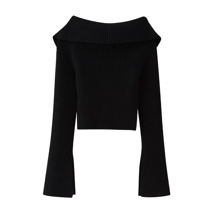 Damen Kurz geschnittene Rippenstrick-Jacke mit weitem Carmenkragen und durchgehendem Reißverschluss Drune