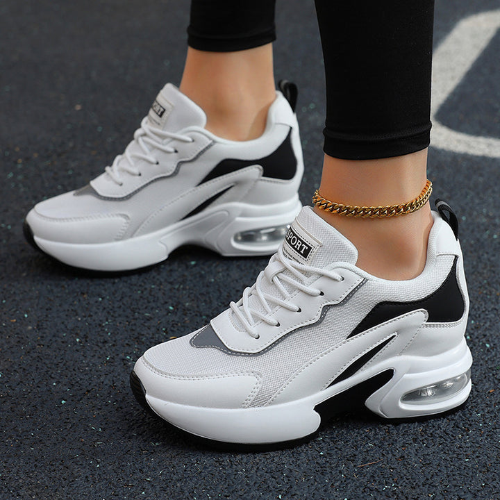 Damen nan luftgepolsterte Plateau-Sneaker mit sichtbarer Fersenluftkapsel und atmungsaktivem Mesh Drune