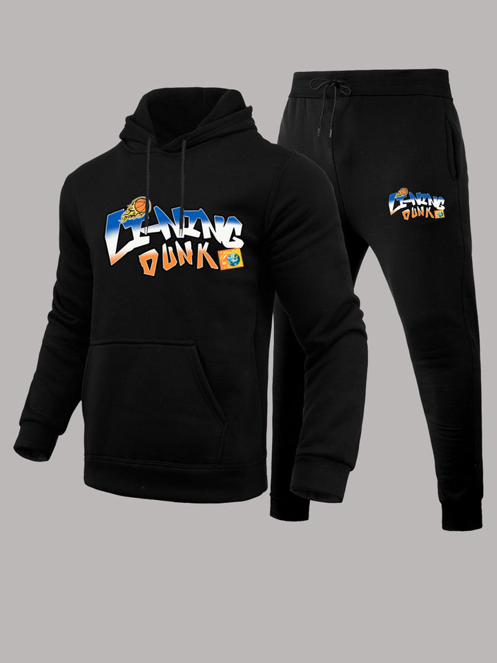 Damen Sportliches Hoodie- und Jogginghose-Set mit kreativem Basketball-Design Drune