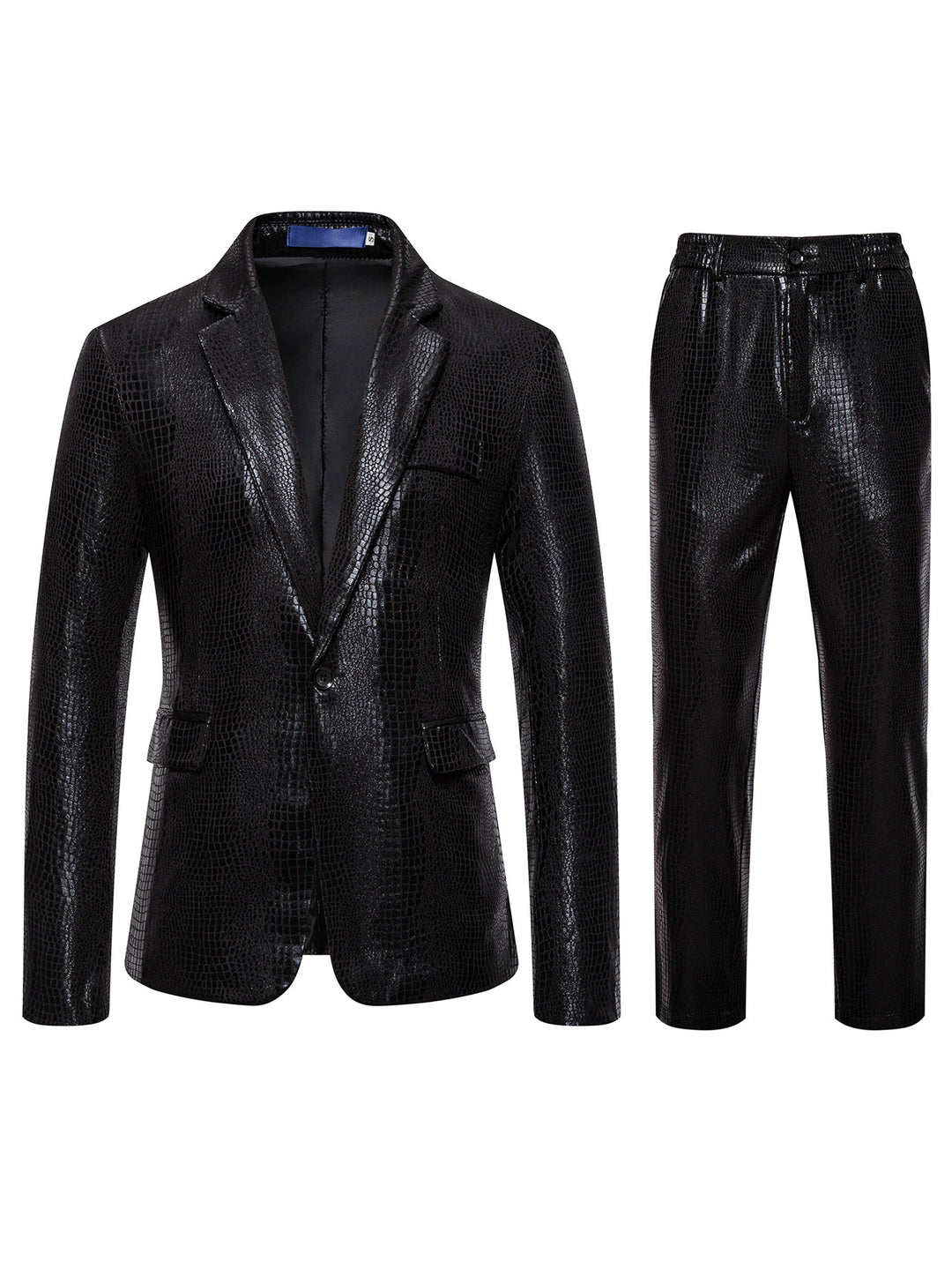 Herren Zweiteiliges Glamour-Anzugset mit metallischem Kroko-Effekt und schmaler Silhouette Drune