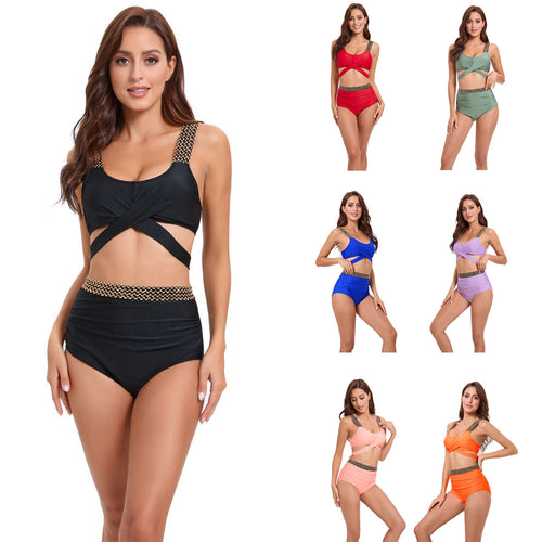 Damen Sportliches Bikini-Set mit raffiniertem Wickeldesign und verstellbaren Trägern Drune