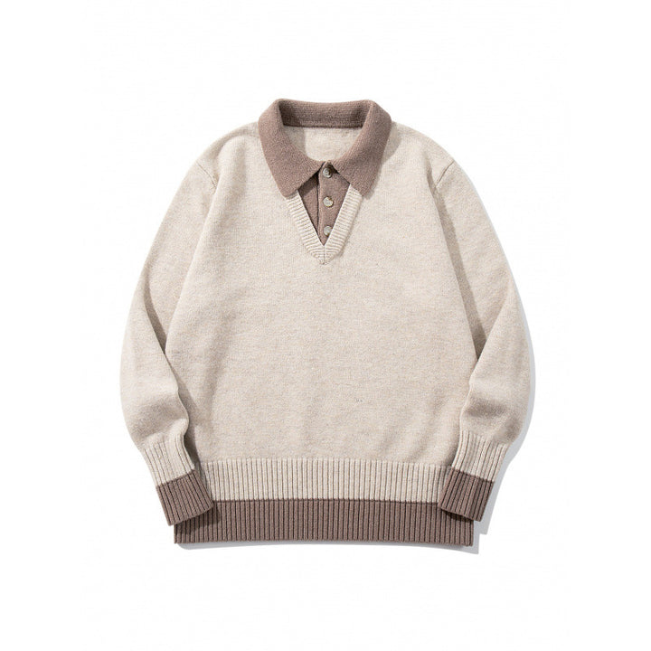 Herren Oversized Feinstrick-Polo mit kontrastbesetztem Hemdkragen und Rippenbündchen Drune