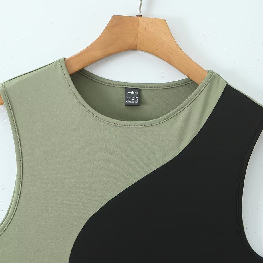 Damen ärmelloses Kleid mit innovativem asymmetrischem Design Drune