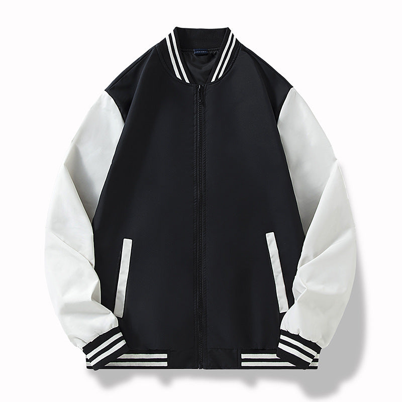Herren College-Bomberjacke im Varsity-Stil mit kontrastierenden Ärmeln und gerippten Saumbündchen Drune