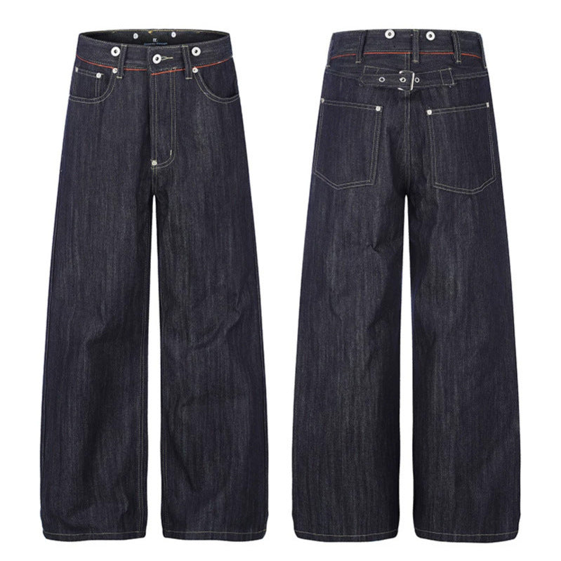Damen Hochgeschnittene weite Denim-Palazzo-Jeans mit Five-Pocket-Schnitt Drune
