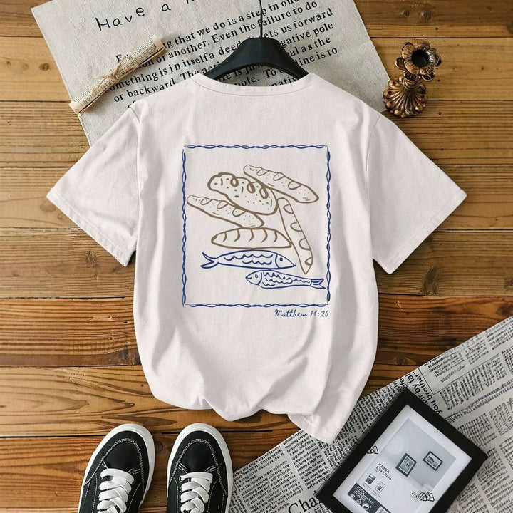 Damen Kurzarm T-Shirt mit kreativem Fischnetz-Motiv Drune