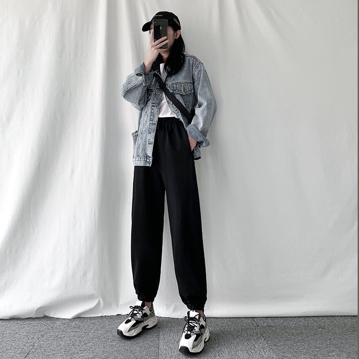 Damen bequeme Sporthose mit elastischem Bund und modernen Details Drune