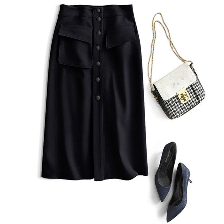 Damen Eleganter Midirock mit Taschen Drune