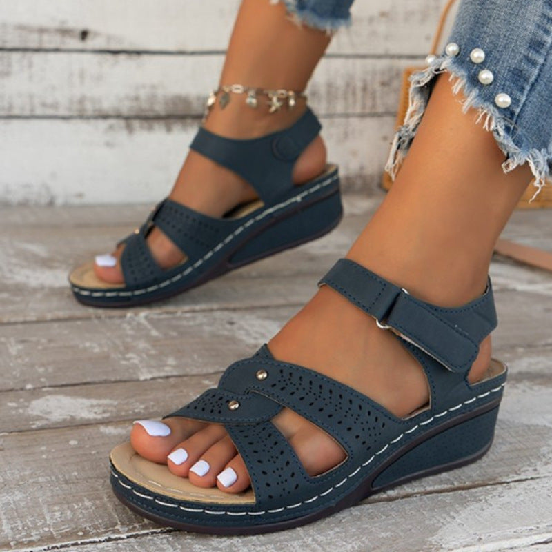 Damen Bequeme Riemchen-Sandalen mit verstellbarem Klettverschluss und anatomischem Fußbett Drune