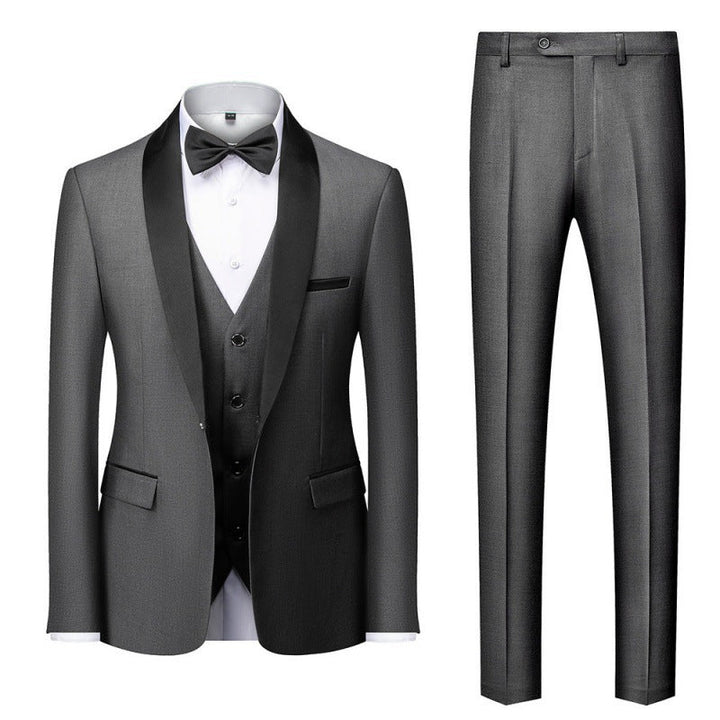 Herren nan dreiteiliges Smoking-Set mit Schalkragen, taillierter Weste und schlanker Passform Drune