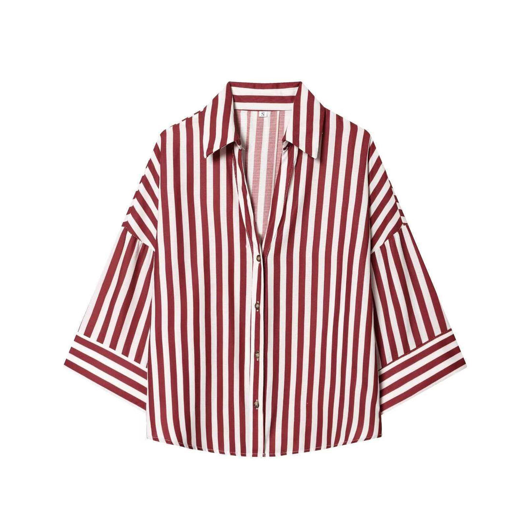 Damen Modernes gestreiftes Blusenshirt mit oversized Schnitt Drune