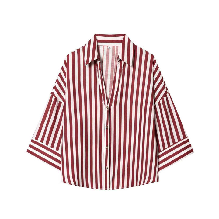 Damen Modernes gestreiftes Blusenshirt mit oversized Schnitt Drune