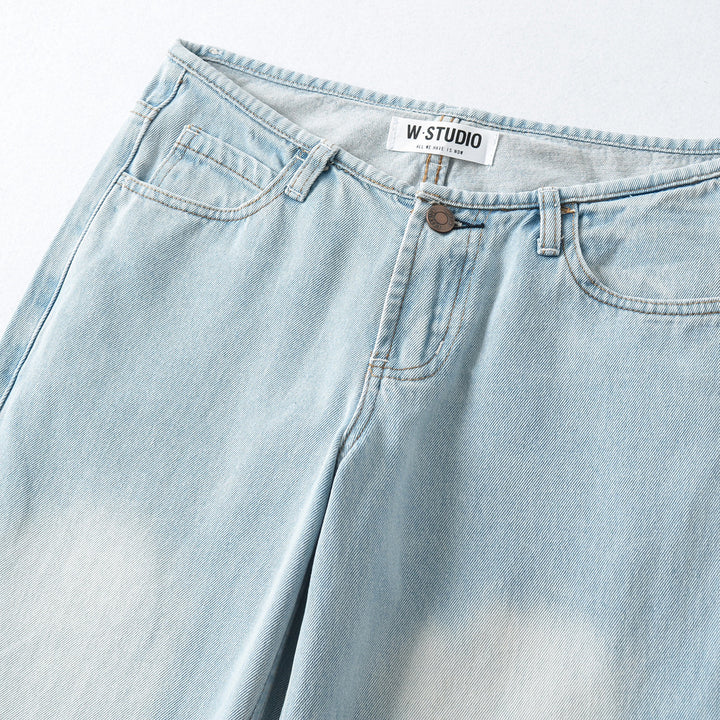 Damen Highwaist Cropped-Jeans mit geradem Schnitt und weitem Bein Drune
