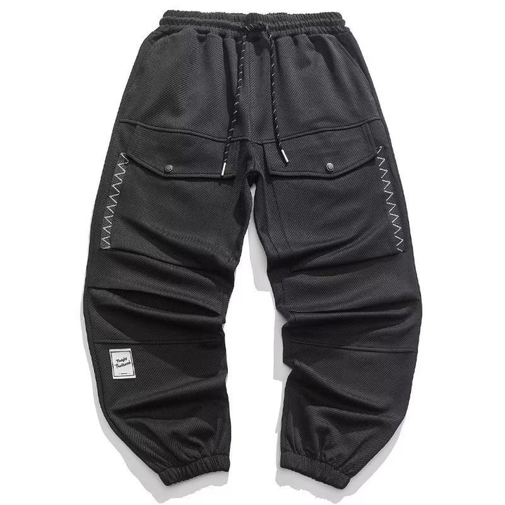 Herren weite Cargo-Jogginghose mit Kordelzug Klapptaschen und elastischen Bündchen Drune