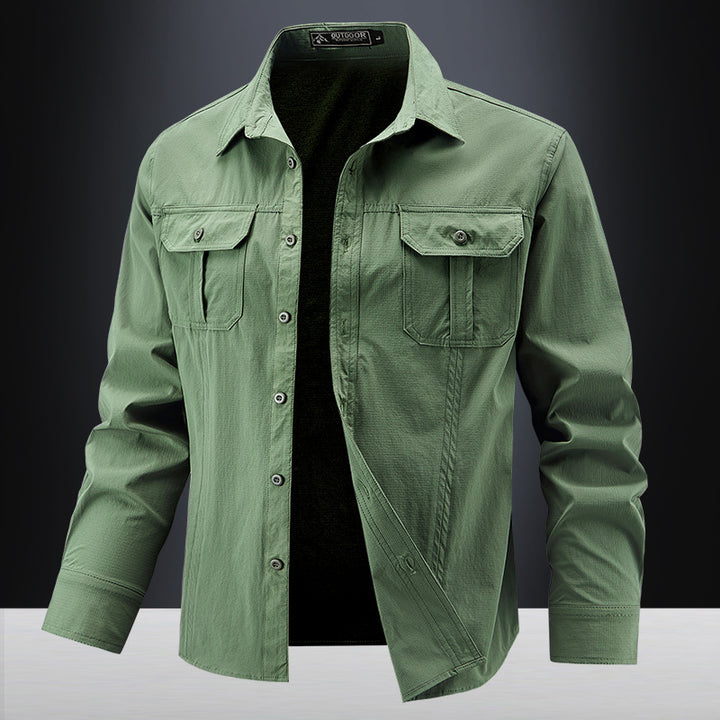 Herren Lässige Hemdjacke mit Brusttaschen Drune