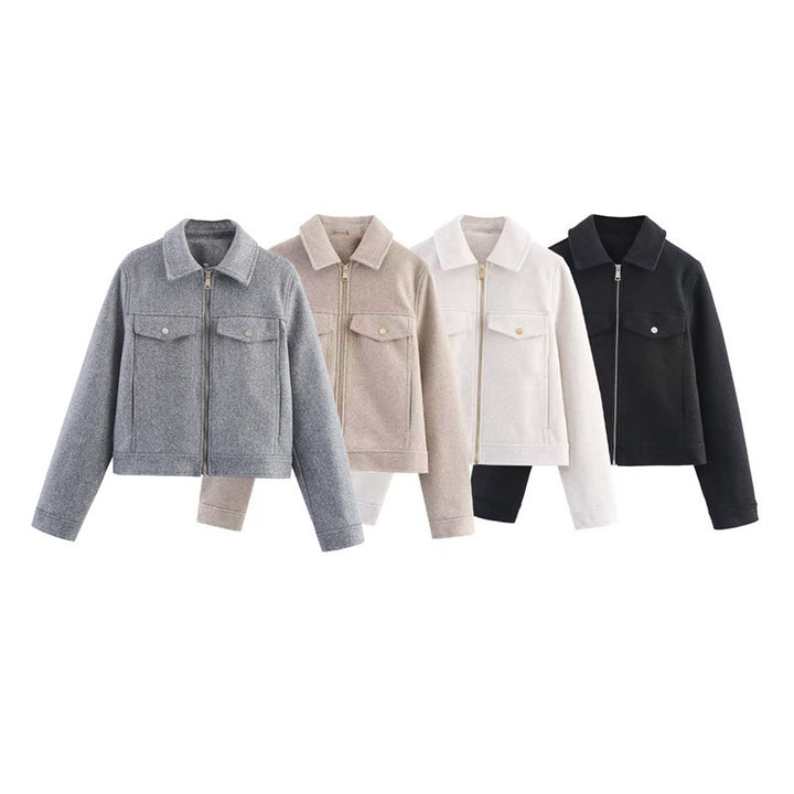 Damen Leichte wattierte Windjacke mit Stehkragen und Polka‑Dot‑Print Drune