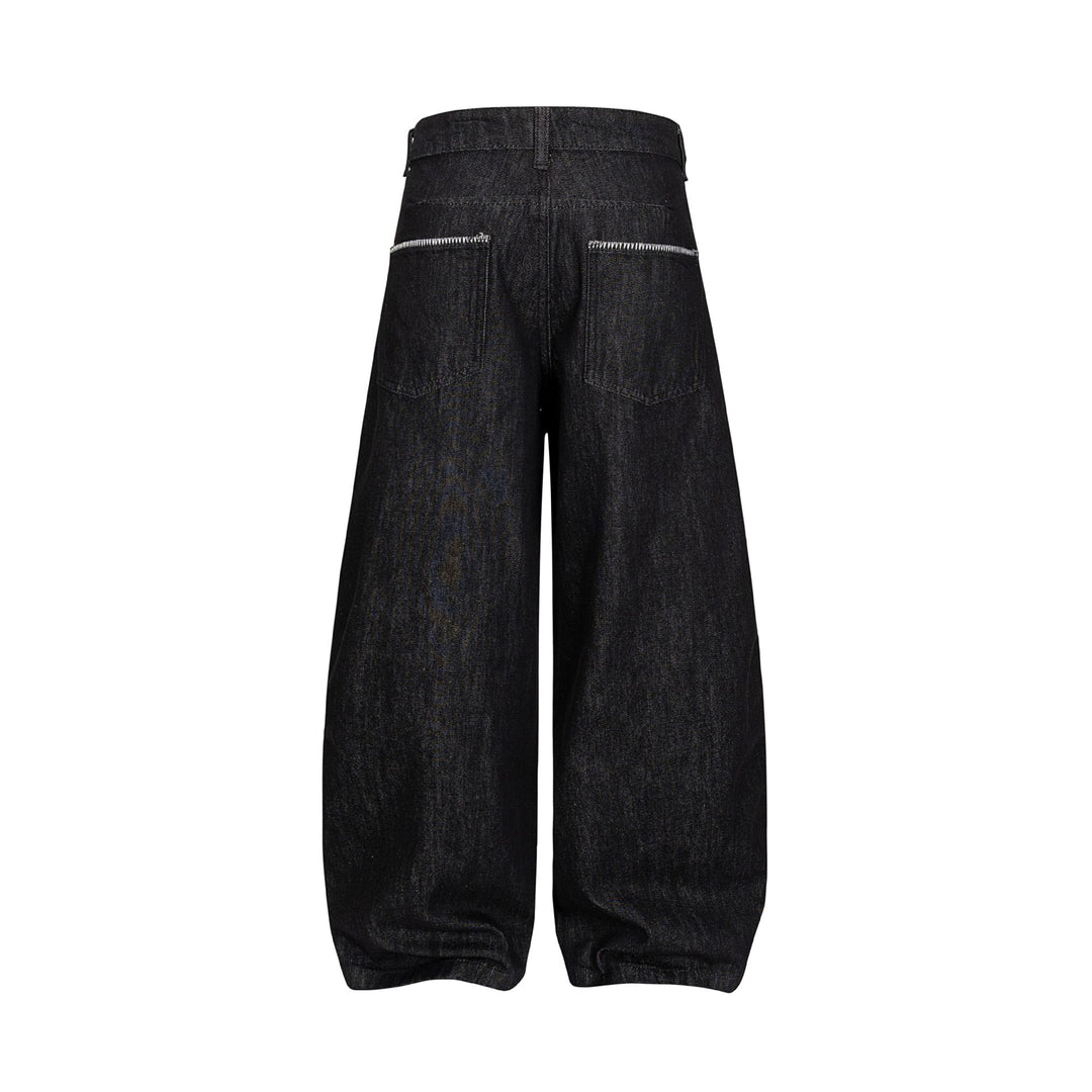 Damen Weite Denim-Hose im Culotte-Style mit hohem Bund und elastischem Saum Drune