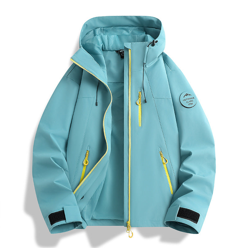 Damen Leichte wasserdichte Kapuzenjacke mit Teddy‑Charm und verdeckten Reißverschlusstaschen Drune