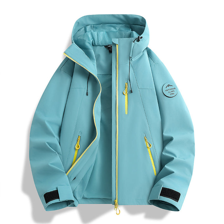 Damen Leichte wasserdichte Kapuzenjacke mit Teddy‑Charm und verdeckten Reißverschlusstaschen Drune