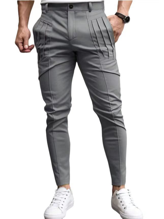Herren nan schmale Bundfalten-Chino mit dekorativen Längsfalten und tapered Bein Drune