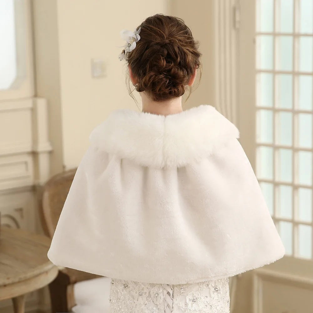 Damen Elegantes Kunstpelz‑Capelet mit Schleifenverschluss und weitem Umlegekragen Drune