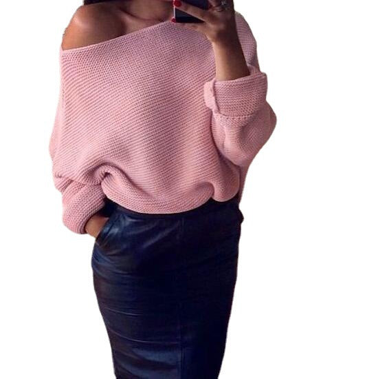 Damen Strickpullover mit weitem Ausschnitt und lässigem Fall Drune