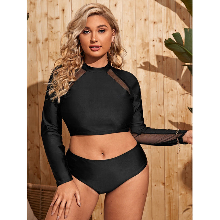 Damen Surf-Badeanzug mit langärmligem Mesh-Oberteil und hoch geschnittenem Höschen Drune