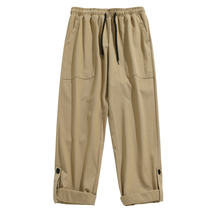 Unisex Locker geschnittene Baumwollmix-Freizeithose mit elastischem Bund, Tunnelzug und aufgesetzten Taschen Drune