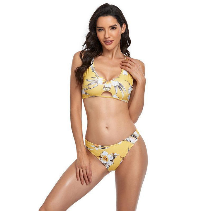 Damen Bikini-Set mit floralem Design und modernem Cut-Out Drune