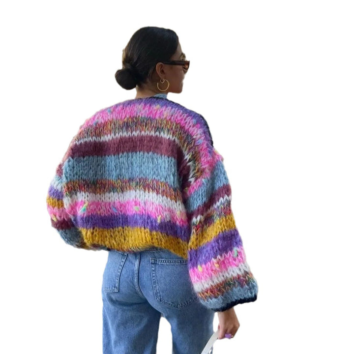 Damen Strickjacke mit voluminösen Ärmeln und farbverlaufendem Design Drune