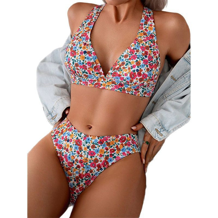 Damen Hochwertiger Triangel-Bikini mit floralem Muster Drune