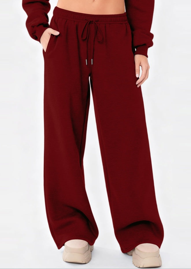 Damen nan weite Loungehose mit hohem Komfortbund, elastischem Tunnelzug und seitlichen Eingrifftaschen Drune