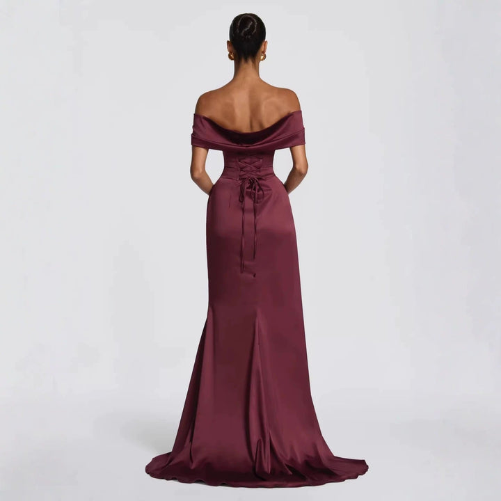 Damen Elegantes Off-Shoulder-Maxikleid mit seitlichem Schlitz Drune
