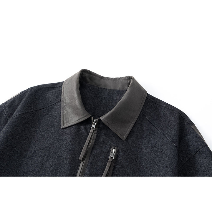 Herren Oversize-Übergangsjacke aus Wollmix mit Hemdkragen, Brust‑Zipper & elastischem Saum Drune