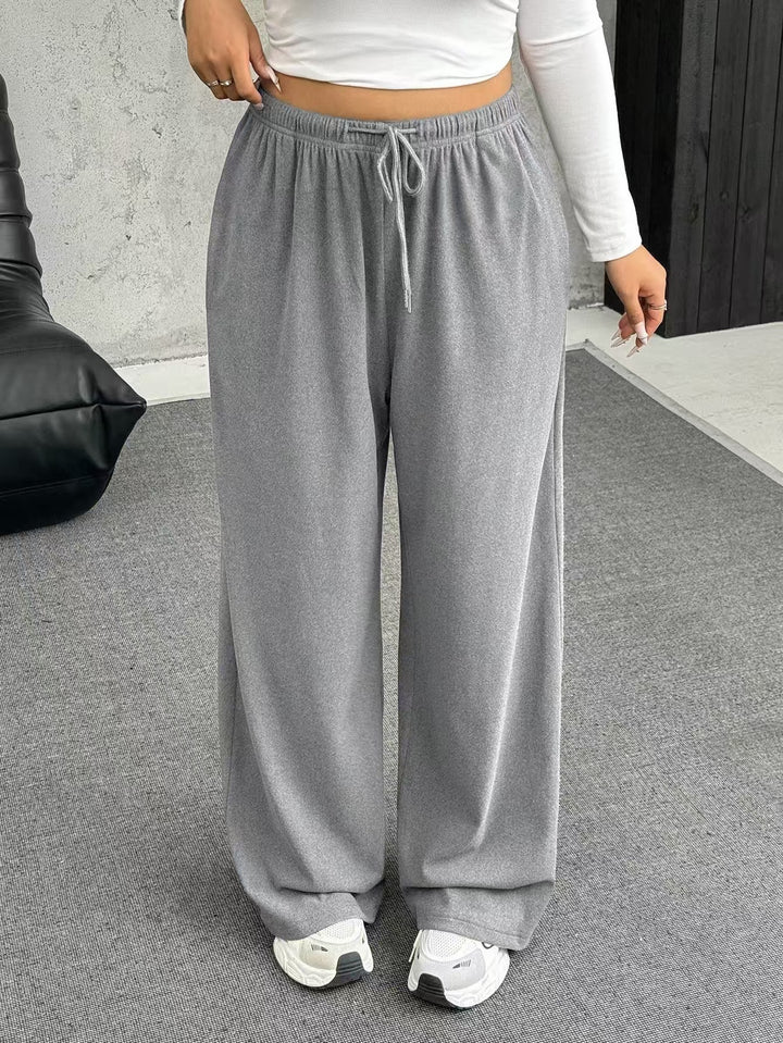 Damen nan weite Relaxhose mit hohem Bund elastischem Kordelzug und weitem Bein Drune