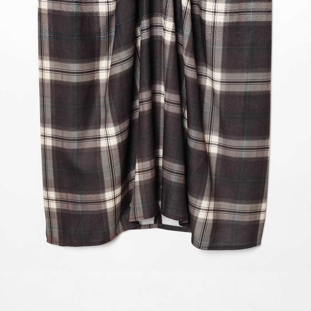 Damen Midirock mit Karomuster und dekorativer Frontdrappierung Drune