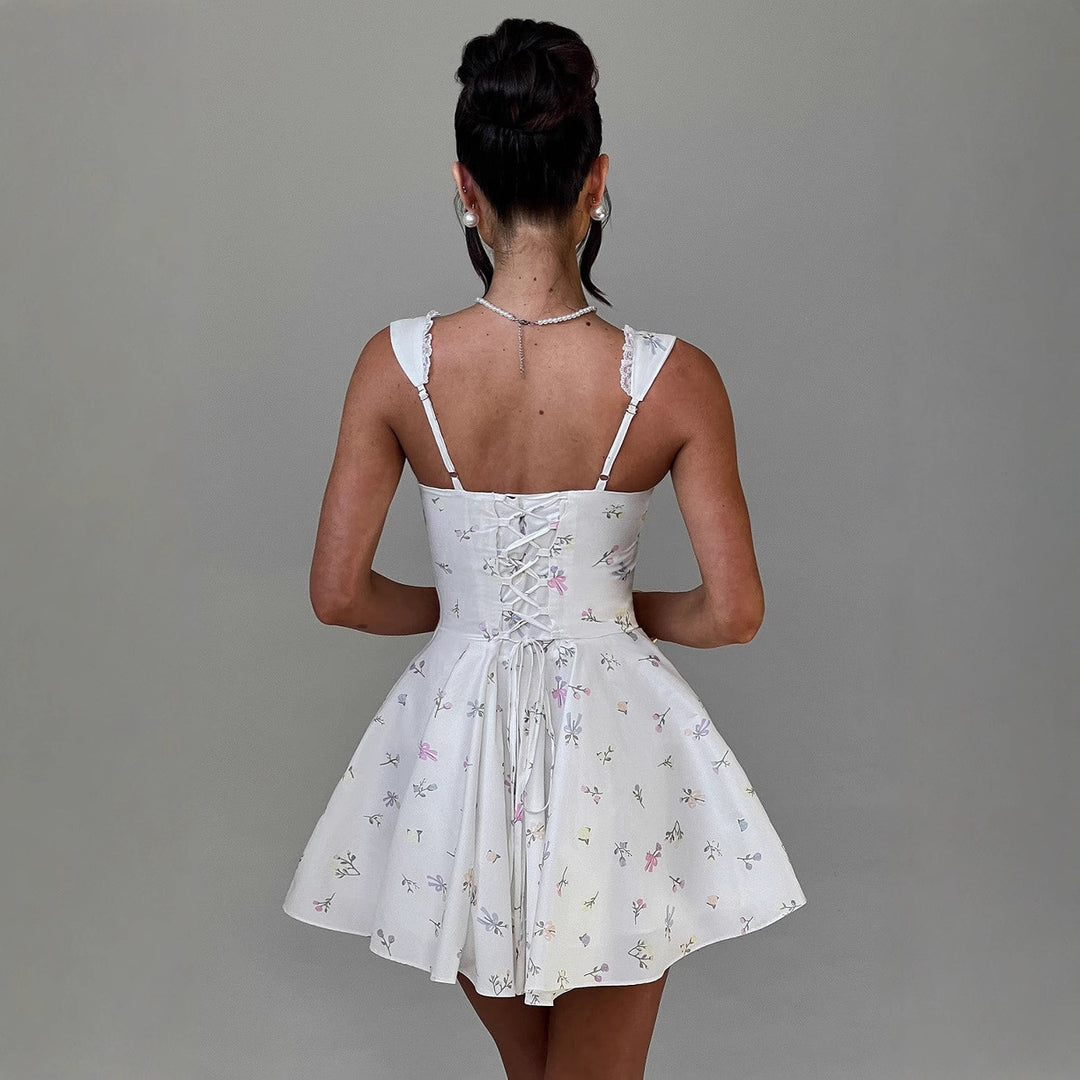 Damen Schickes Minikleid mit tailliertem Oberteil und verspieltem Rock Drune