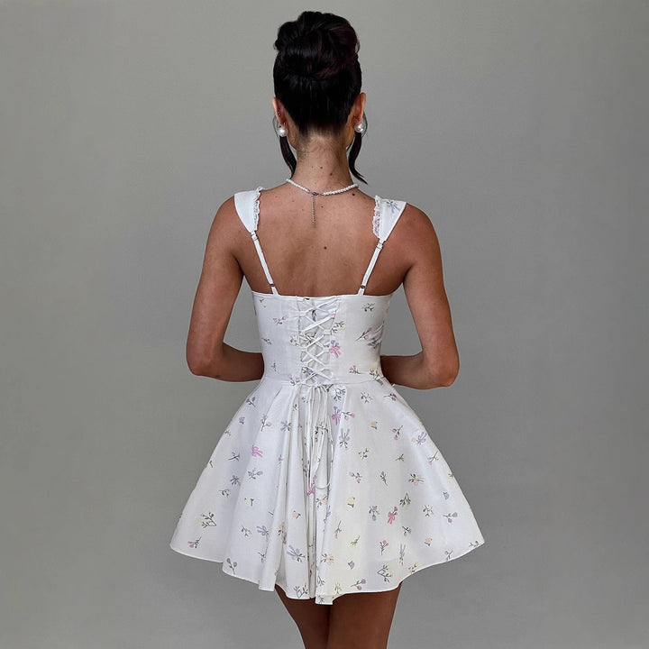 Damen Schickes Minikleid mit tailliertem Oberteil und verspieltem Rock Drune