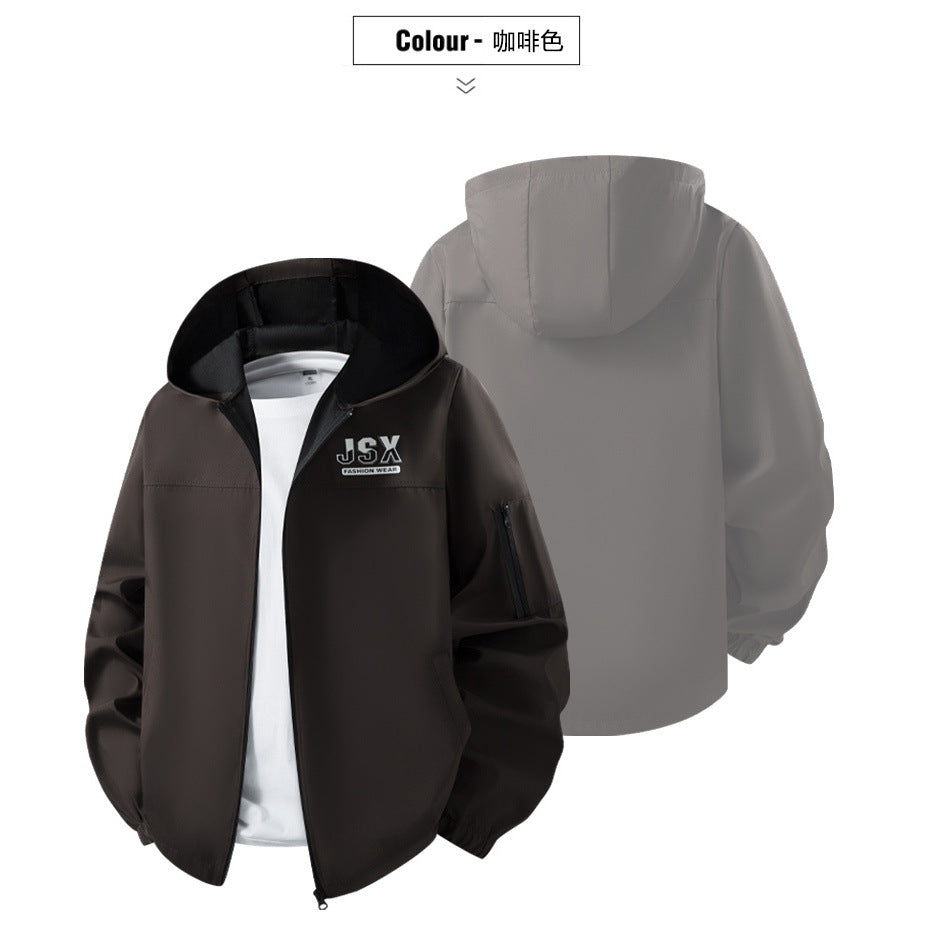 Herren Sportliche Windbreakerjacke mit Kapuze Drune