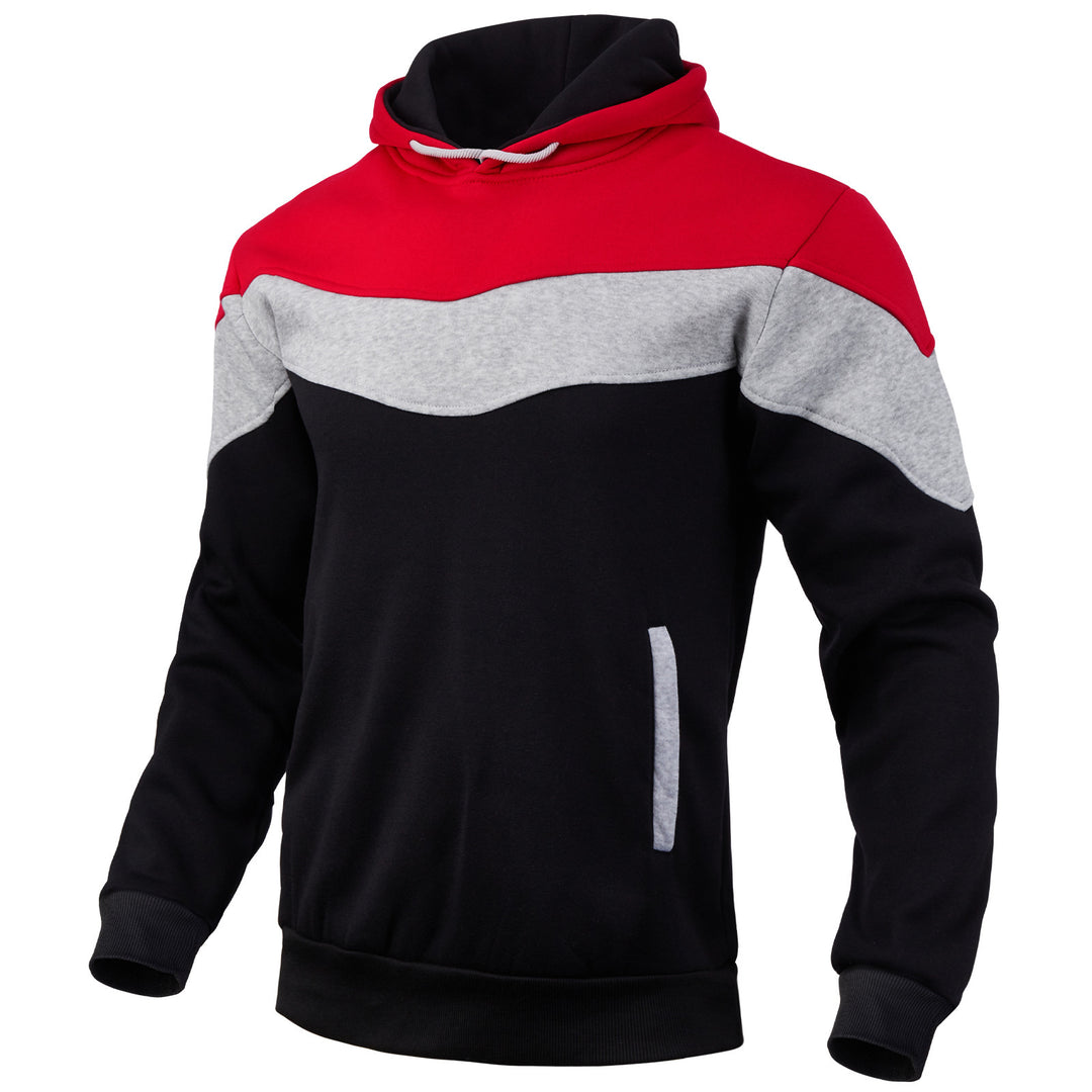 Herren Colorblock-Kapuzenpullover mit hohem Schalkragen, verdeckten Eingrifftaschen und gerippten Bündchen Drune