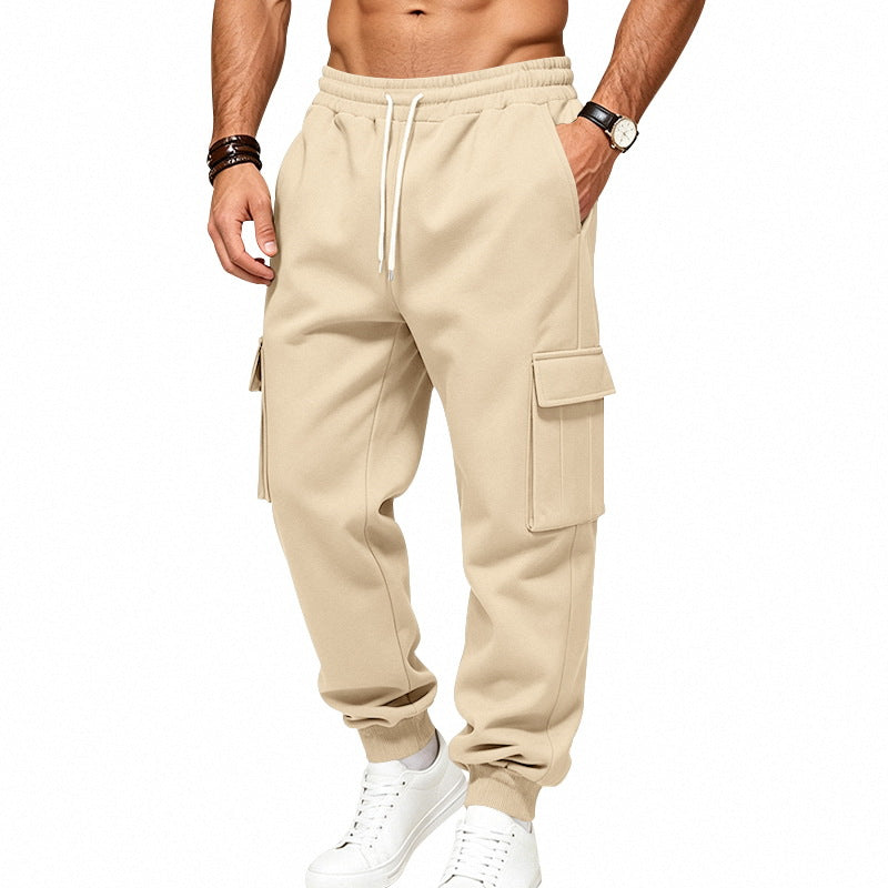 Herren Cargo-Jogginghose aus Sweat mit Kordelzug, elastischen Bündchen und großen Klappentaschen Drune