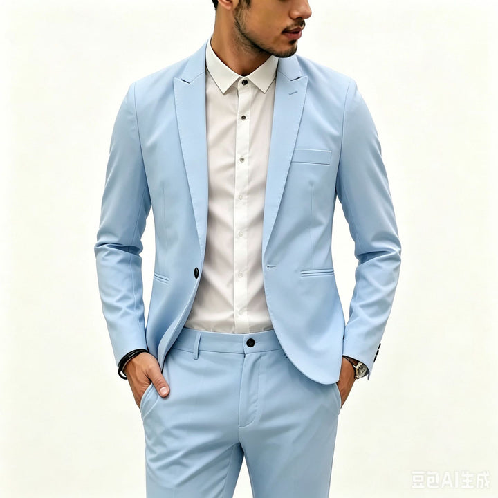 Herren Zweiteiliges Slim‑Fit Anzugset mit schmalem Revers und Stretchgewebe Drune