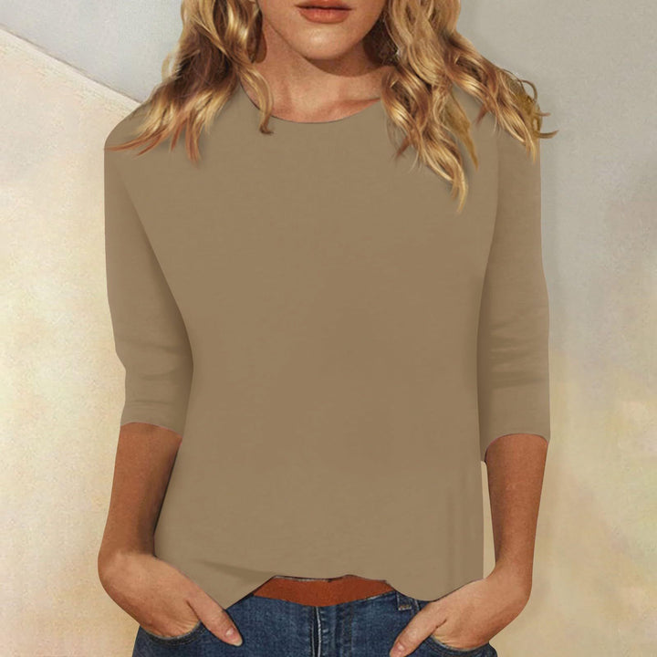 Damen Leichtes Feinstrick-Shirt mit dreiviertelärmeln und Rundhalsausschnitt Drune